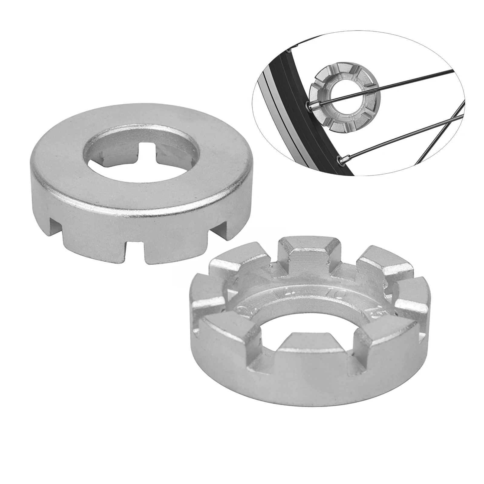 

6PCS Bicycle Spoke Wrench Silver Bicycle Spoke Adjuster Strong Strength Steel 8 Way Groove Bike Wheel Spanner Portable Spoke