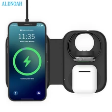 Folding Smart Fast Magnetic Wireless Chargers Pad Qi 3in1 Charging Station For  iPhone 12 11 XS X 8 Airpods Apple iwatch Charger