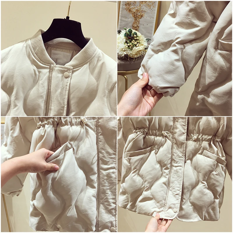 2019 Женская бейсбольная форма со стоячим воротником пуховая парка зимняя