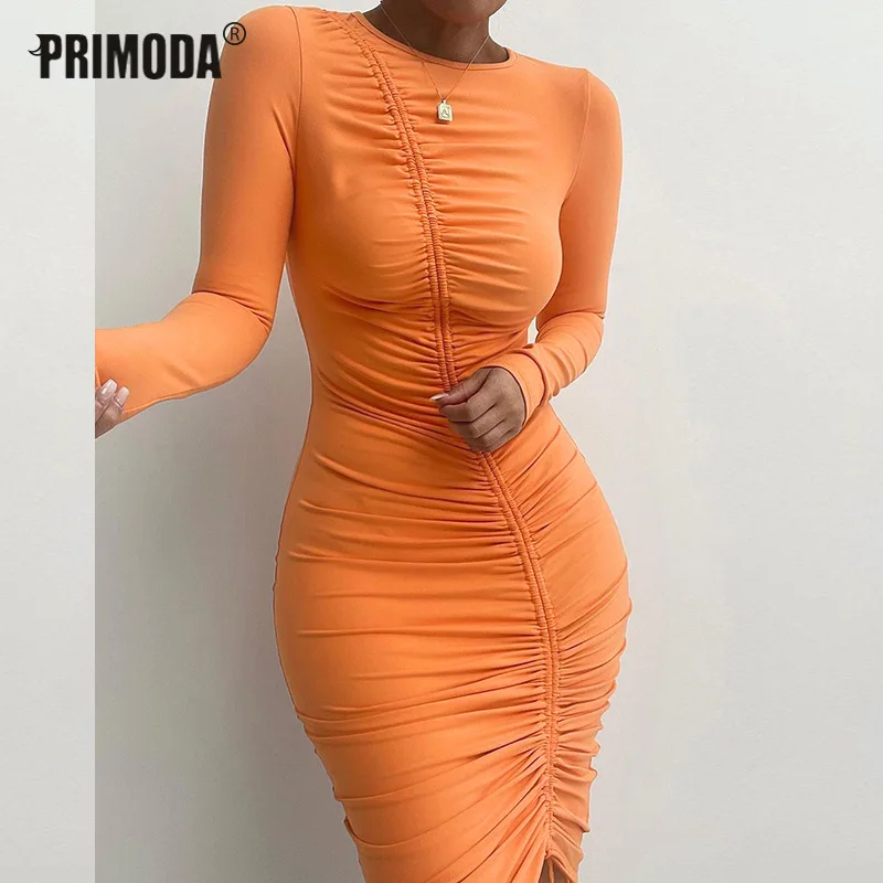 

Оранжевое облегающее женское платье с рюшами и кулиской, сексуальное мини-платье с глубоким V-образным вырезом 2021, вечерние во-красное вечер...