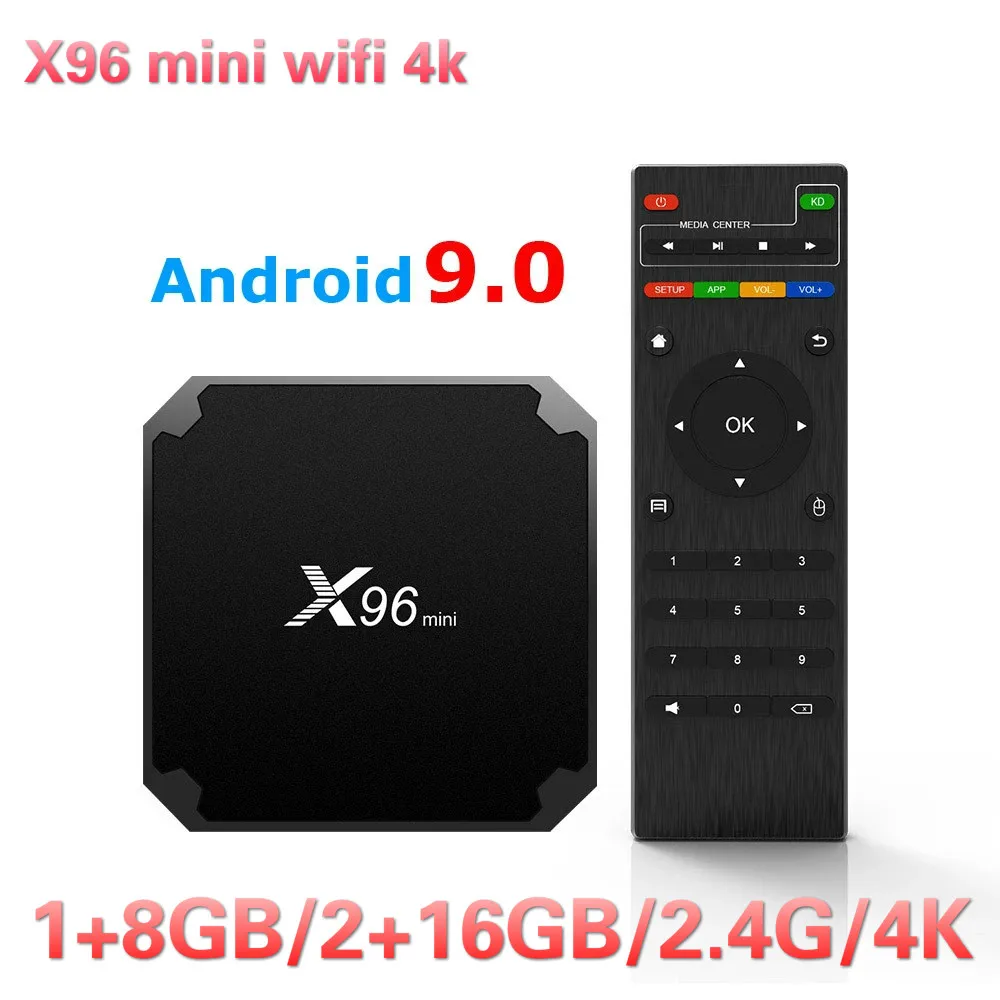 

ТВ-приставка X96 Mini Smart Tv, Android 9,0, четырехъядерный процессор Amlogic S905W, 2 ГБ + 16 ГБ, 2,4G, Wi-Fi, медиаплеер X96mini, телеприставка 1 Гб + 8 Гб