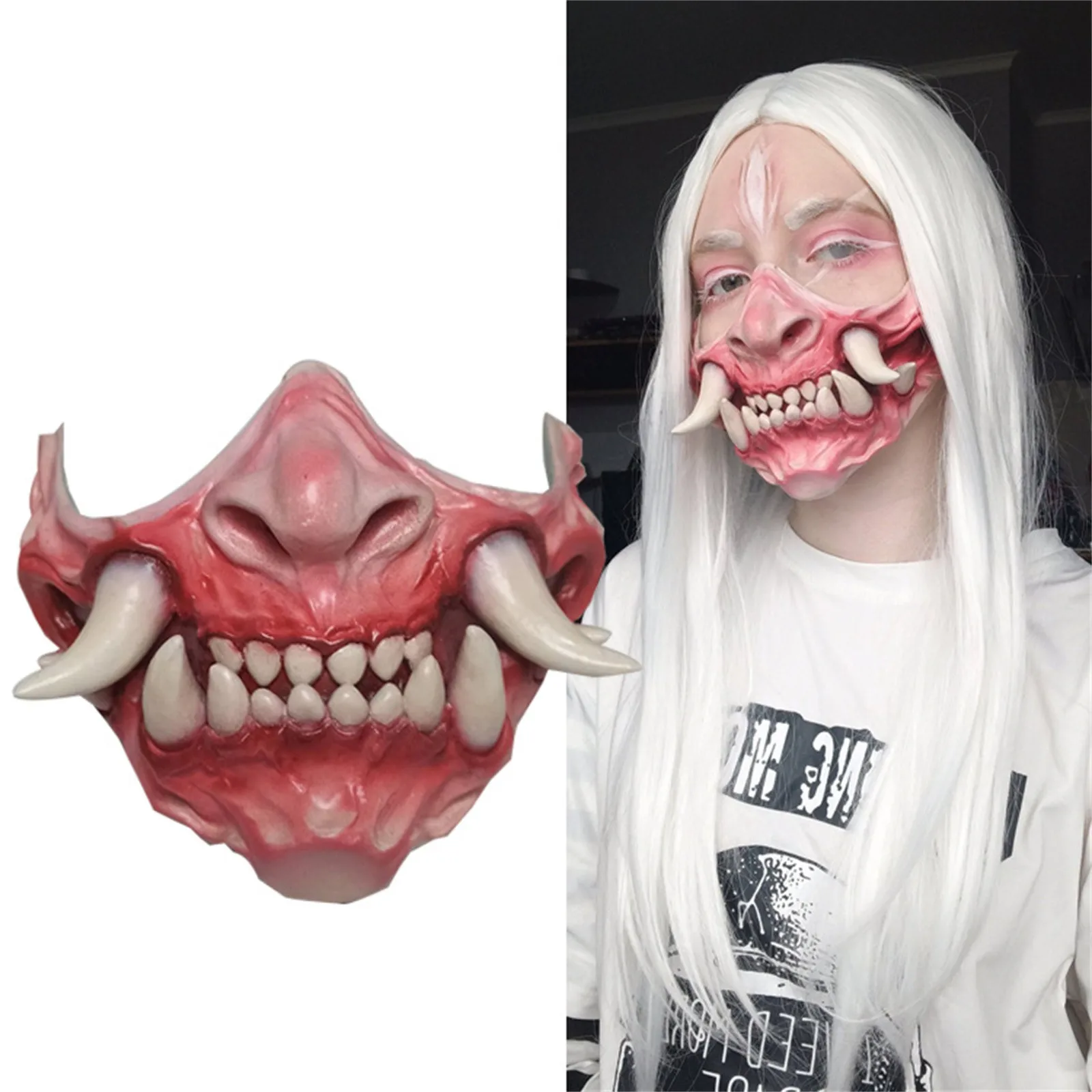 

Halloween Mask Terror Scary Cosplay Costume Average Size for Adults Hoilday Party Creativity Fun Horror Fangs Mask Dress Up Toy