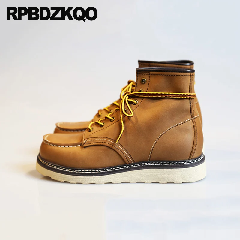 Настоящая кожа рабочие Первый слой кожи ретро боевые сапоги военные Плюс размер