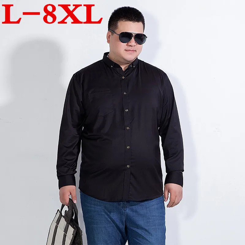 8XL 7XL размера плюс Сезон весна осень Хлопковое платье рубашки Высокое качество