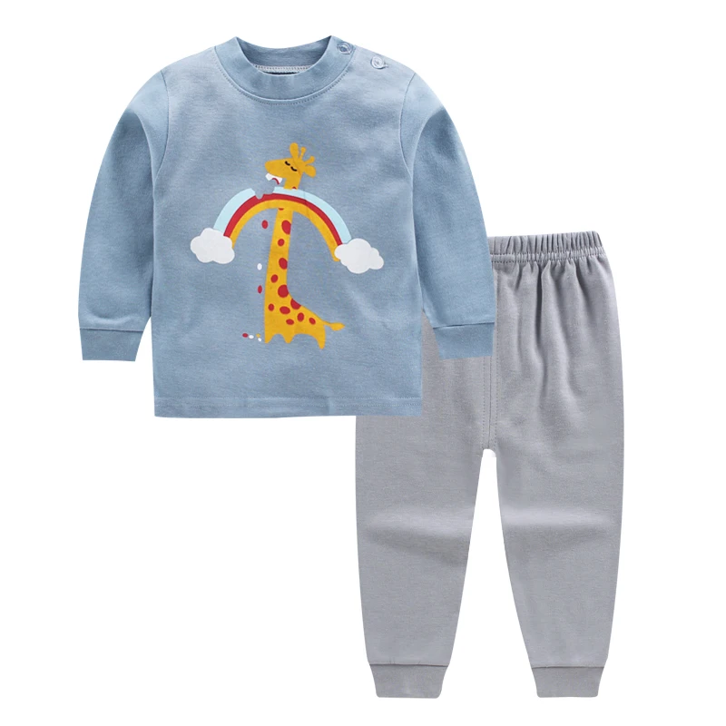 style 22 Новые детские пижамные комплекты для мальчиков и девочек Милая футболка с длинными рукавами и принтом из мультфильмов топы и штаны осенняя одежда для сна для малышей - Цвет: style 22