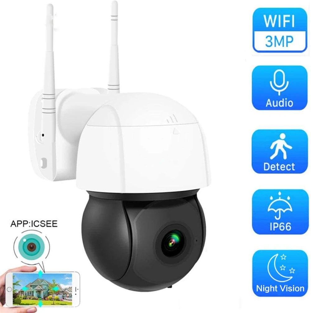 IP камера наружная беспроводная купольная 3 Мп 1080P Wi Fi 4 кратный зум|Камеры