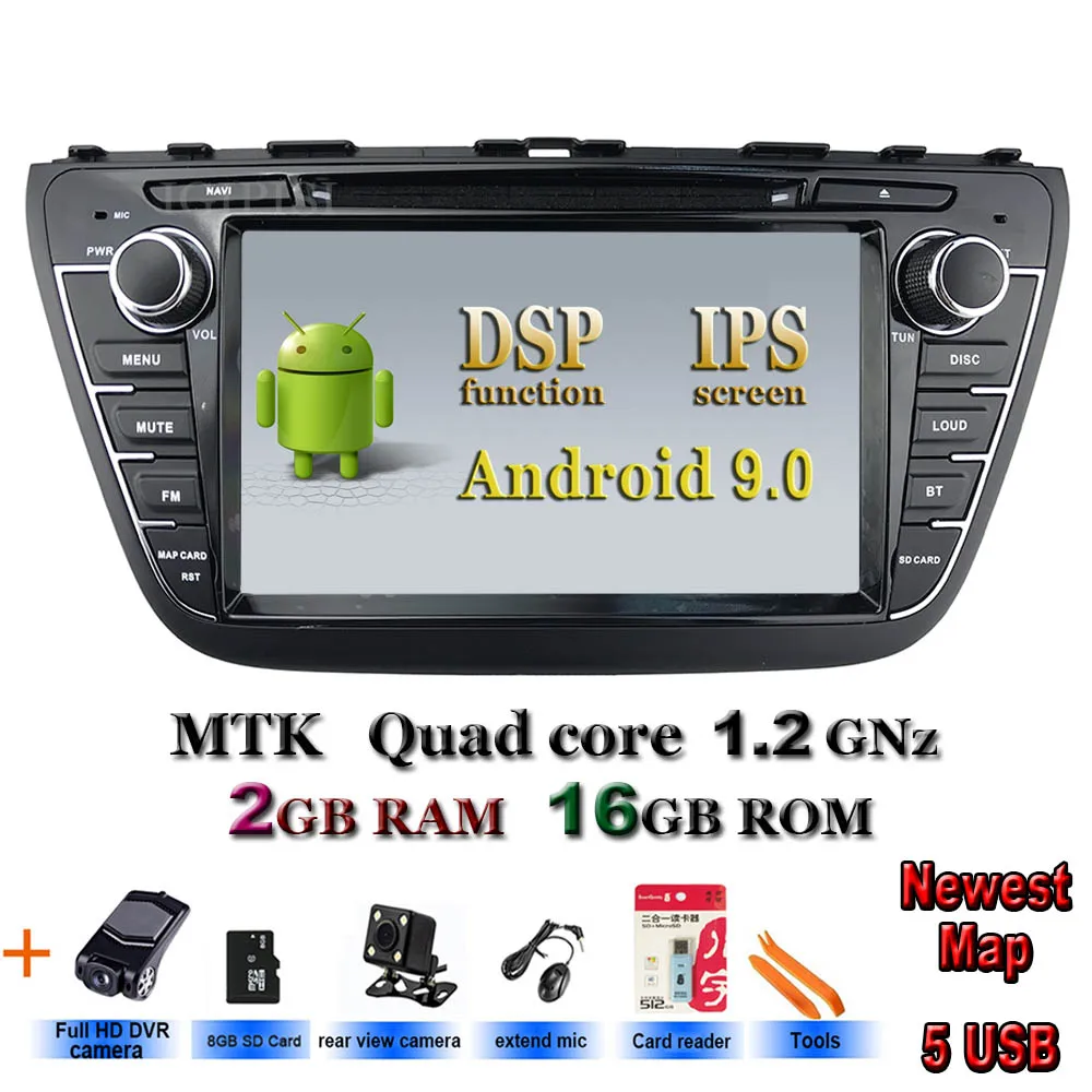 Android 9,0 Suzuki SX4 S Крест автомобильный dvd плеер Автомобильный RDS стерео gps навигации Аудио Видео 5USB DSP ips - Цвет: A7 Rear-DVR cams