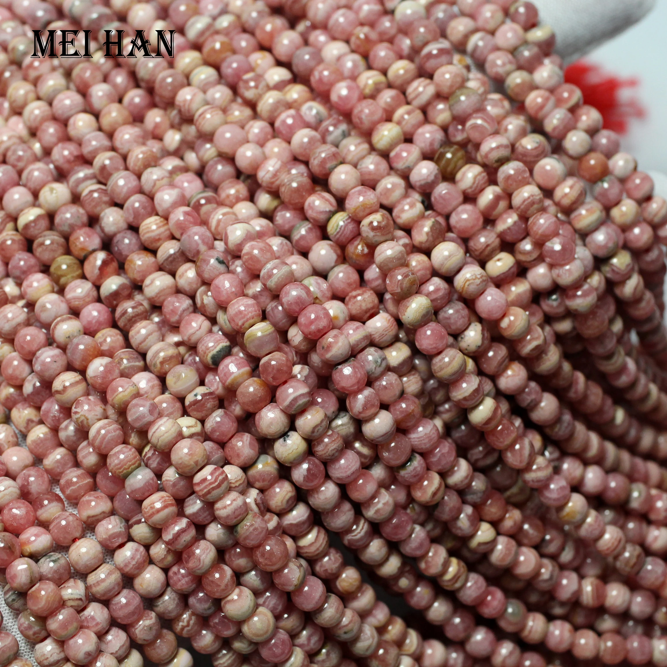Meihan(2 волосы Virgin Hair(38 г/компл.) 5+-0,2 мм+ натуральный аргентинский Родохрозит Гладкие Круглые бусины для ювелирных украшений ожерелье "сделай сам"