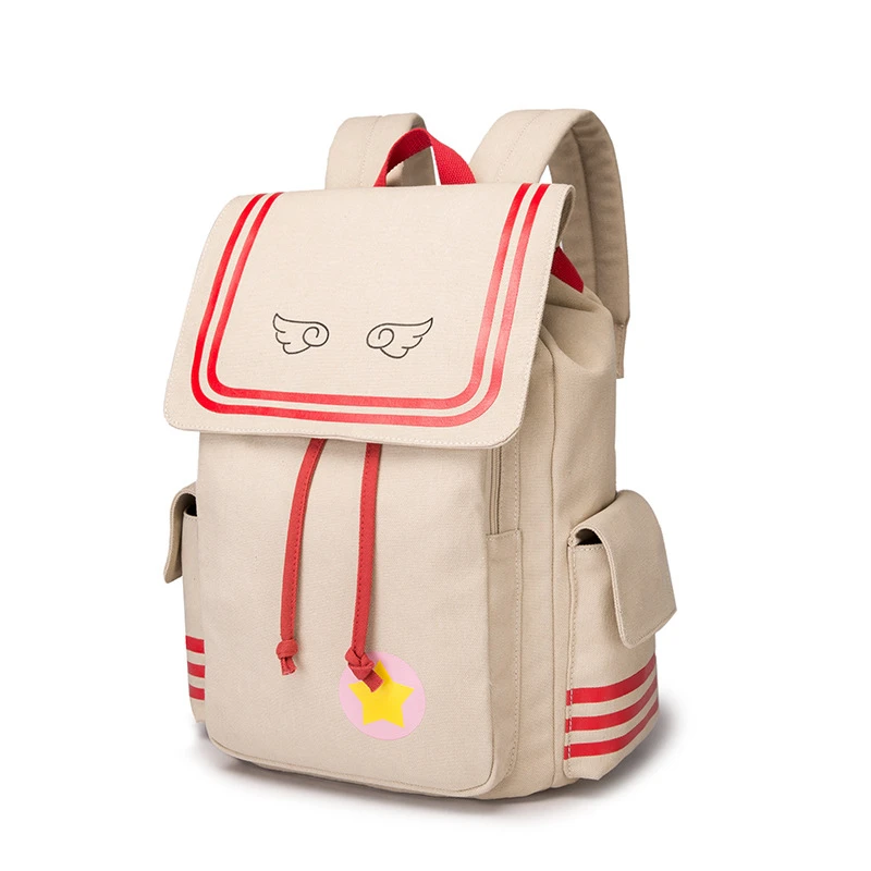 Холщовый школьный ранец с милым мультяшным рисунком сакуры портфель для книг