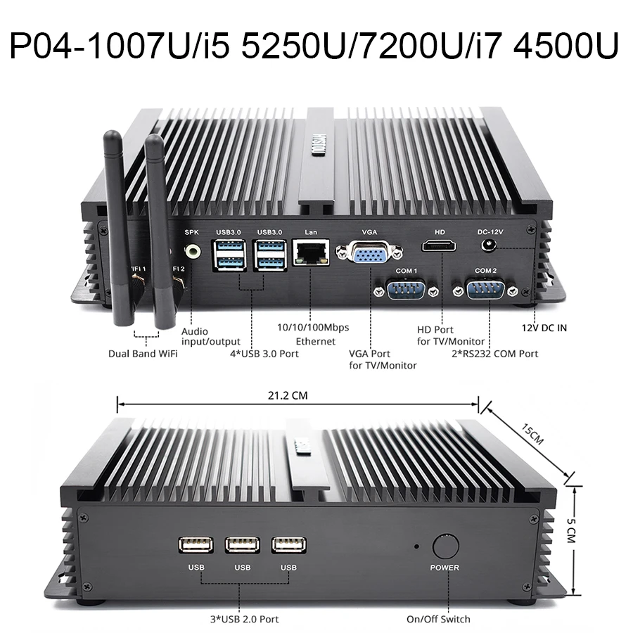 Intel Core i3 7100U промышленный Мини ПК Celeron 1037U Windows XP Win7 компьютер i5 3317U 4K HD RS232 X86 тонкий клиент i5 7200U