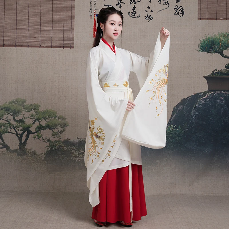 

2022 New Big Sleeve Chinese Ancient Hanfu Dress Women Traditional Han Dynasty Princess Costume Lady Embroidery Fairy Clothes