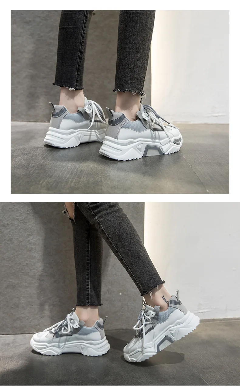 

Women's Chunky Sneakers 2020 Fashion Women Shoes Lace Up Vulcanize Shoes Womens Sneakers Female Trainers Dad Shoes
