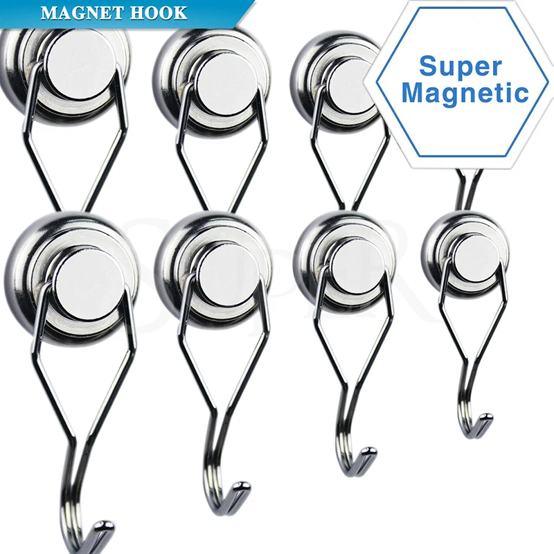 Strong Magnet Hooks Magnetic Neodymium Hook For Home Kitchen Workplace Office And Garage Multi | Дом и сад