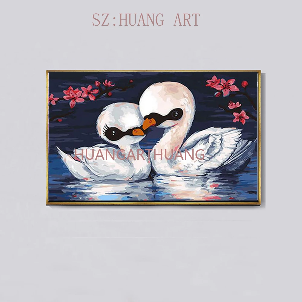 

Ручная роспись, Белый лебедь, животное, Современная фотография стены, украшение для дома, фотография, зал, отель, уникальные подарки