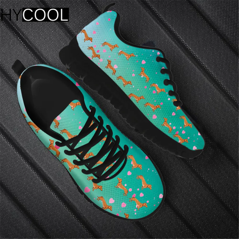 

HYCOOL Gradient Color Dachshund Dog Pattern Printing Women Casual Sports Shoes Female Lightweight Outdoor Running Walk Zapatilla