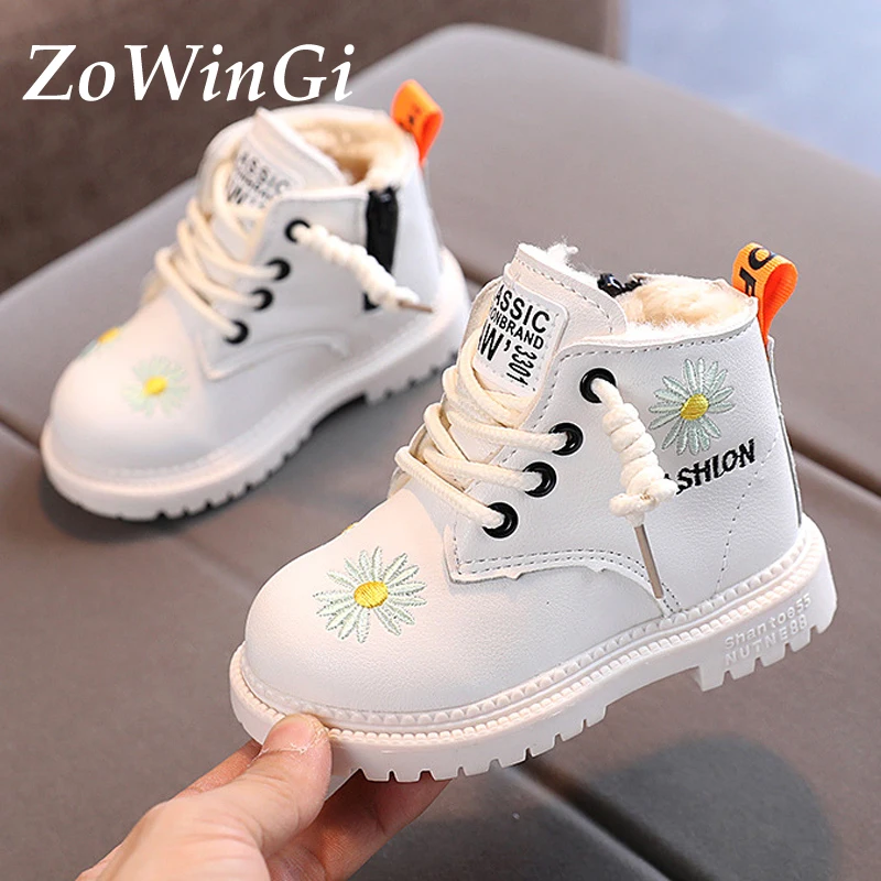 

Size 21-30 Children Martin Boots Little Daisy Warm Cotton Snow Boots for Boys Girls Snow Boots botas femininas Platform Shoes