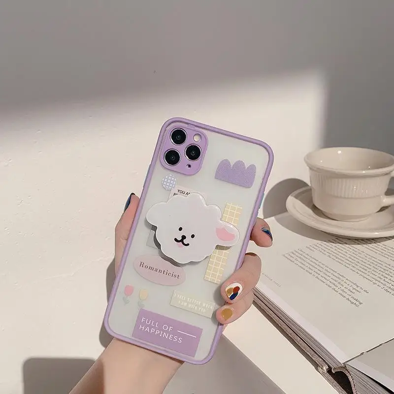 

Cute Art Retro Flowers Label Phone Case For iPhone 11 Pro Max Xr X Xs Max 7 8 Puls SE 2020 Cases Animal Bracket Hard PC Cover