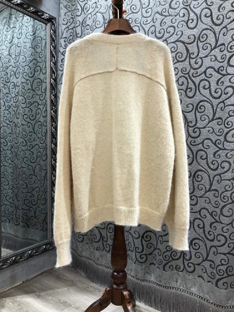 2020 Autumn Winter Fashion Cardigan Sweaters Women High Quality Knitting Long Sleeve Grey Khaki Orange Red Cardigans Coats Lady