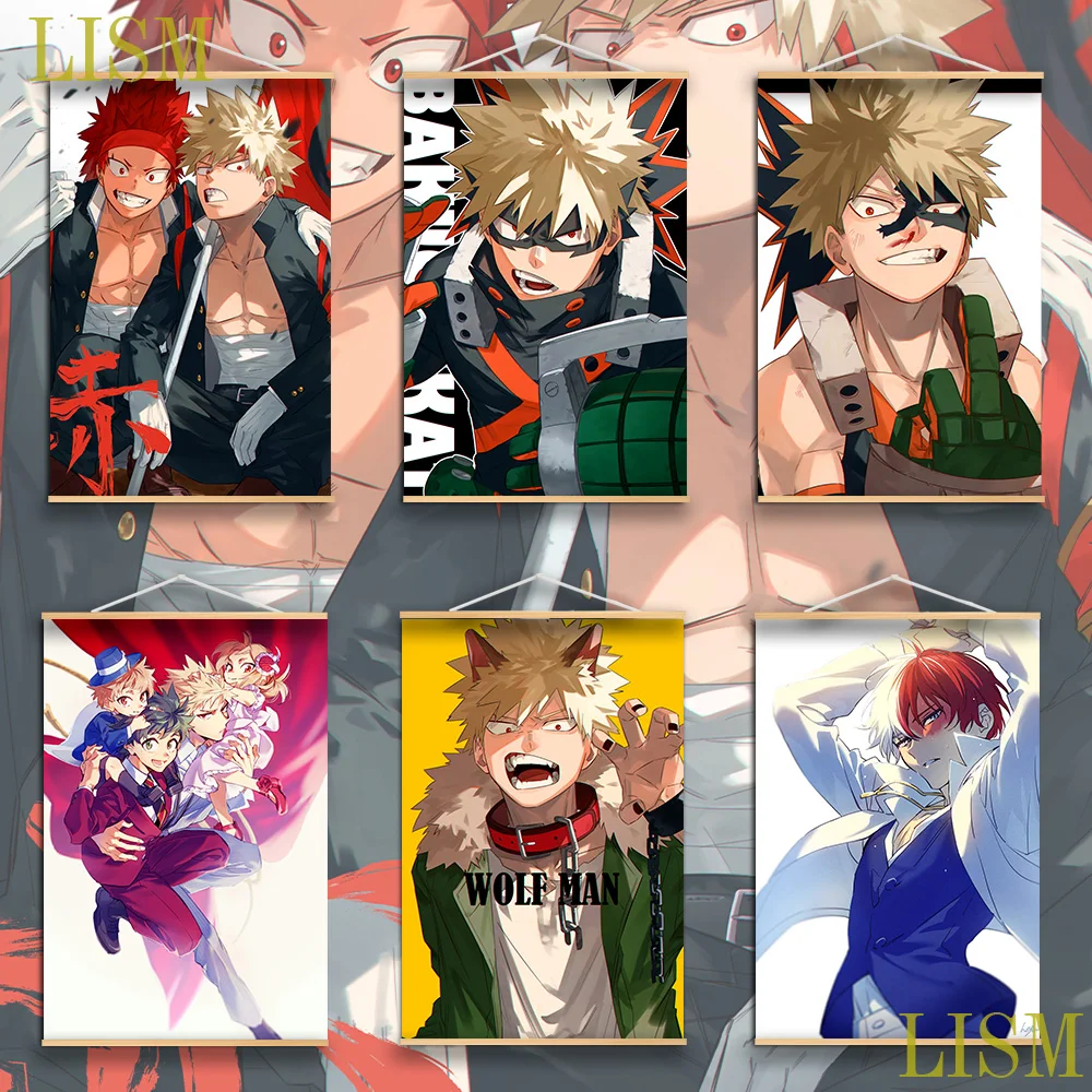 Постер Аниме Boku no Hero Академия Bakugou Katsuki x Midoriya Izuku манга с подвесным свитком из