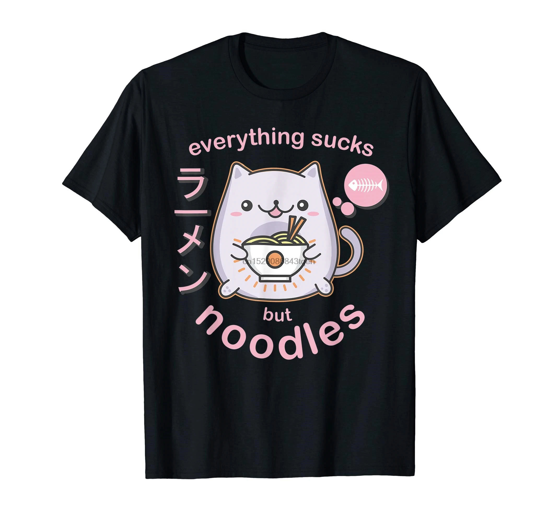 

Shirt - Anime Kawaii Gift-Men's T-Shirt-Black Pastel Goth Ramen Noodle Cat T