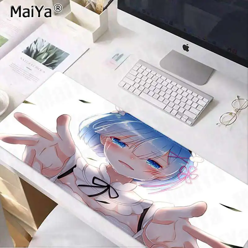 Lock Edge 40X90cm Maiya высокое качество Rem Re Zero Аниме девушка DIY дизайн игровой с узором коврик для мыши большой коврик для мыши клавиатуры коврик - Color: Lock Edge 40X90cm