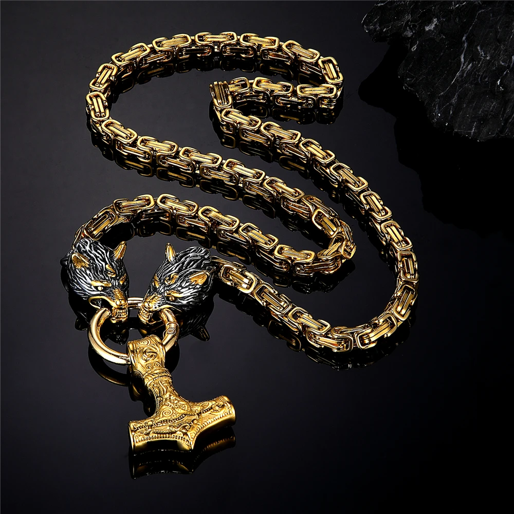 Викинг один громовой Молот волчья голова ожерелье вегвизир амулет Мьёльнир