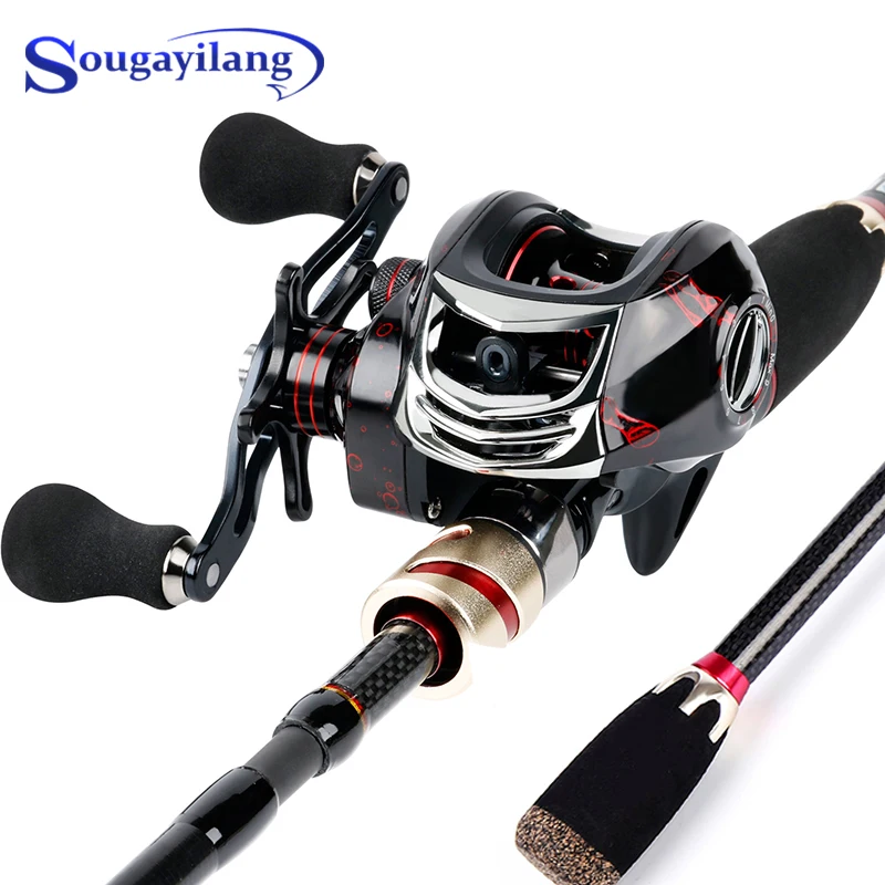 

Рыболовная катушка Sougayilang, портативная 4-секционная Удочка из углеродного волокна и 17 + 1 шарикоподшипник, высокоскоростная, 7,2: 1, для путешес...