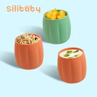 silibaby silicone baby cup new pumpkin water cup children learn drinking cup boy girl anti fall soft silicone drinking water cup