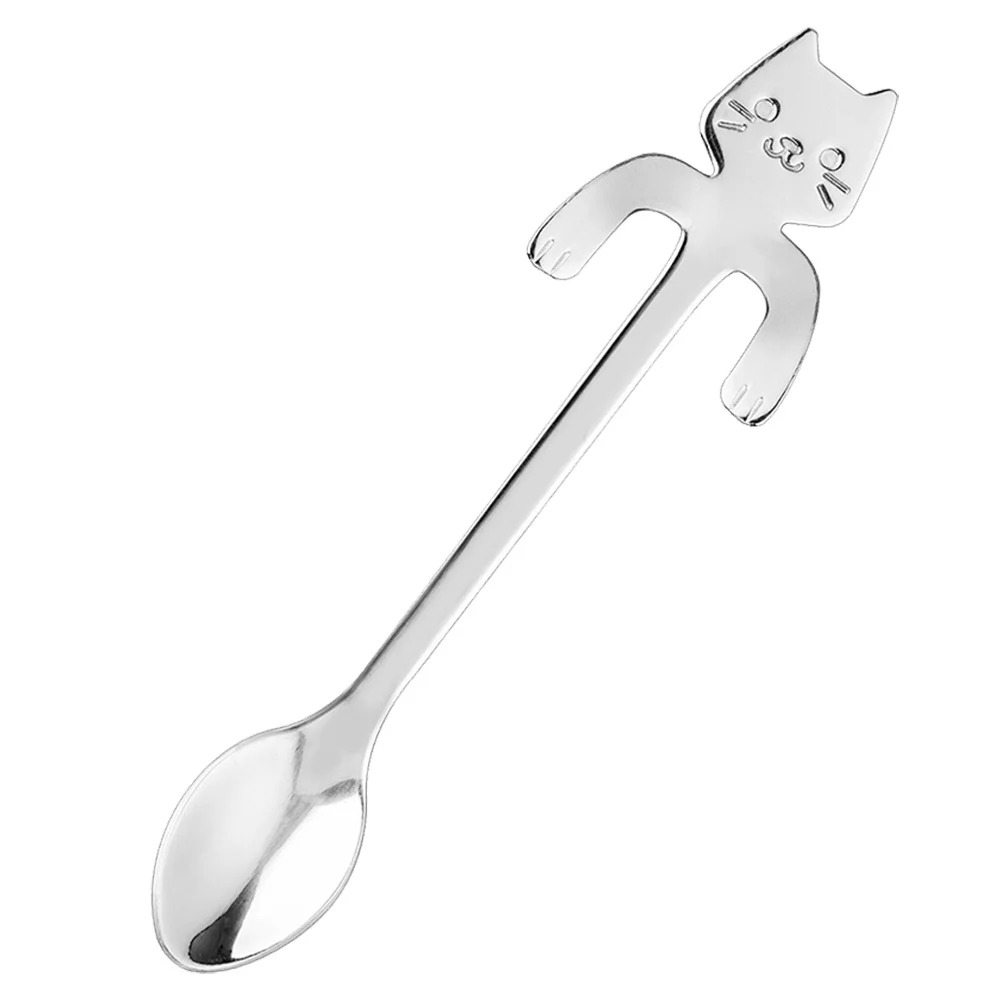 

1Pcs Stainless Steel Cat Tea Coffee Ice Cream Spoon Teaspoon Tableware Flatware Supplies For Home Kitchen Office Party