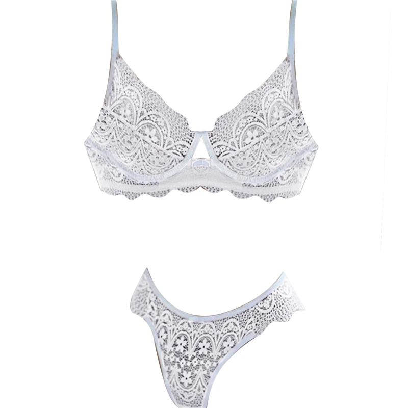 

2021 New Large Size Bra Set Push Up Seamless Embroidery Lace Sexy Lingerie Plus Size Women Transparent Underwear Set