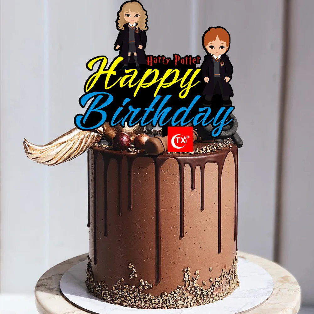 

Gold Black Happy Birthday Acrylic Cake Topper Magic Birthday Cake Topper for Kids Birthday Party Cake Decoration Baby Shower