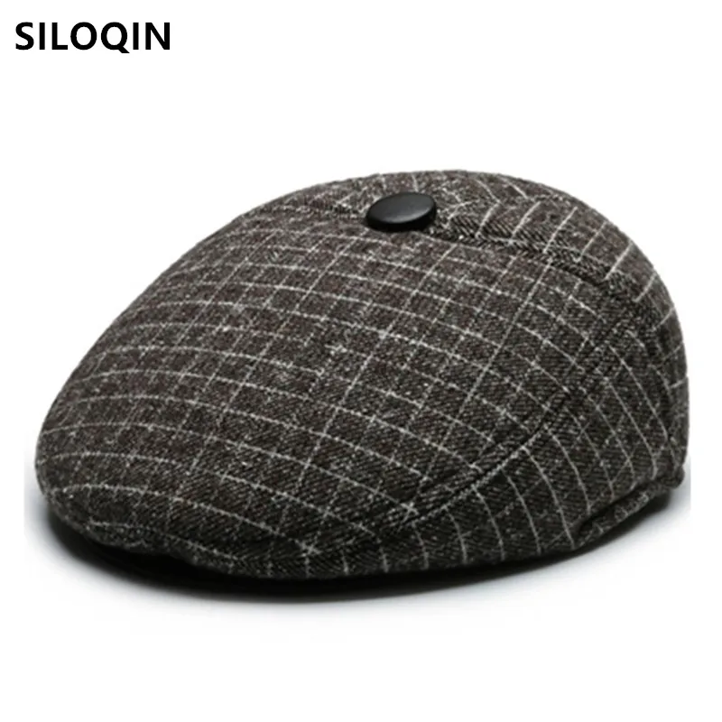 

SILOQIN black cap cold-proof earmuffs hats Berets for men new winter warm men's beret casual sports caps fashion Dad brands hat