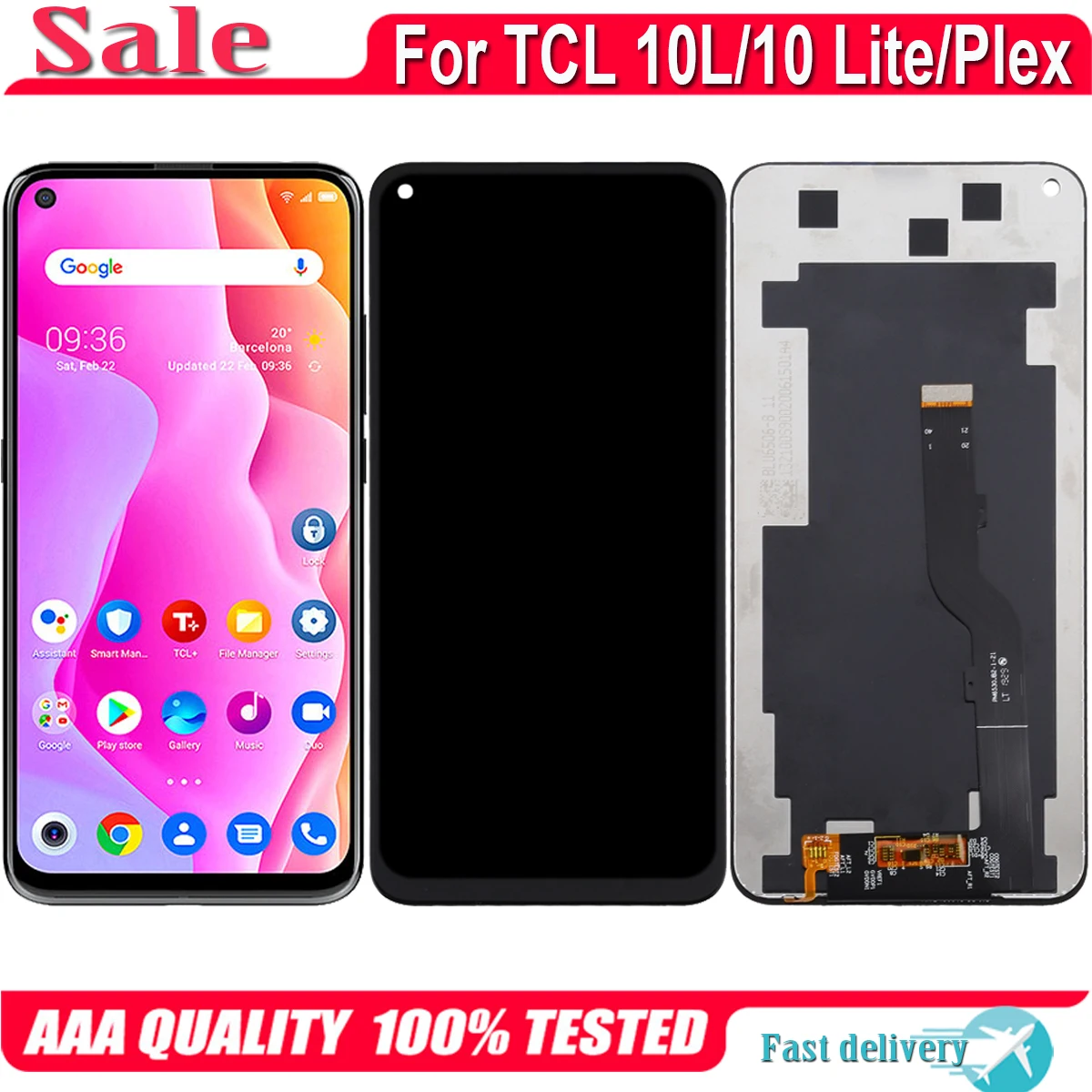 Original For TCL 10L 10 Lite 10Lite T770H T770B LCD Display Touch Screen Replacement Digitizer For TCL Plex T780H LCD Panel