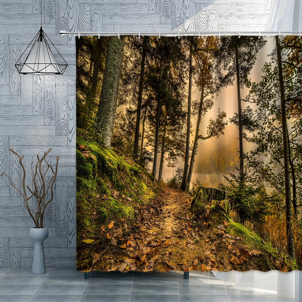 

Шторы для душа из полиэстера, водостойкие, с рисунком листьев