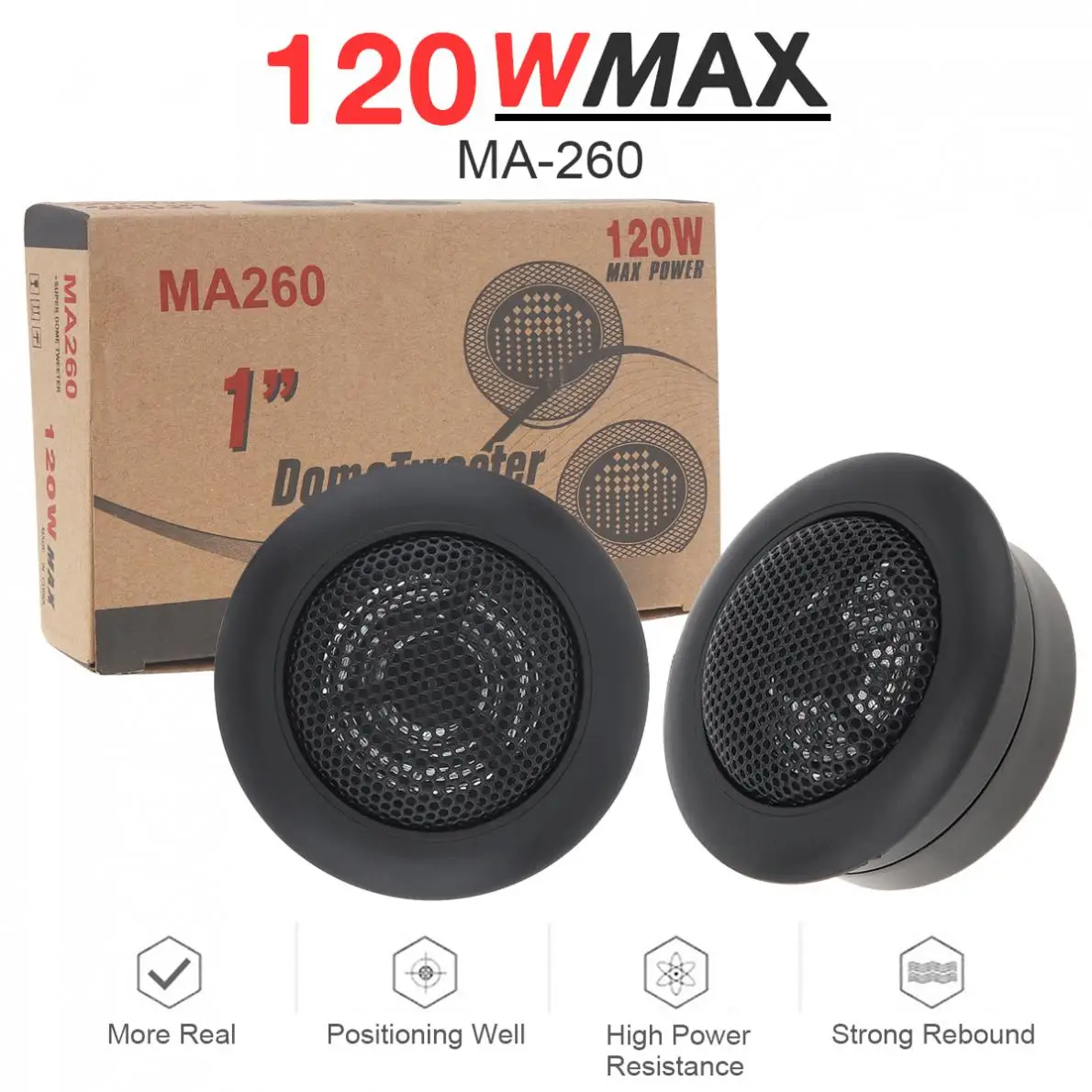 2pcs 120W 12V Mini Dome Tweeter Speaker High Efficiency Loudspeaker Audio Auto Subwoofer Sound Speaker for Car Audio System