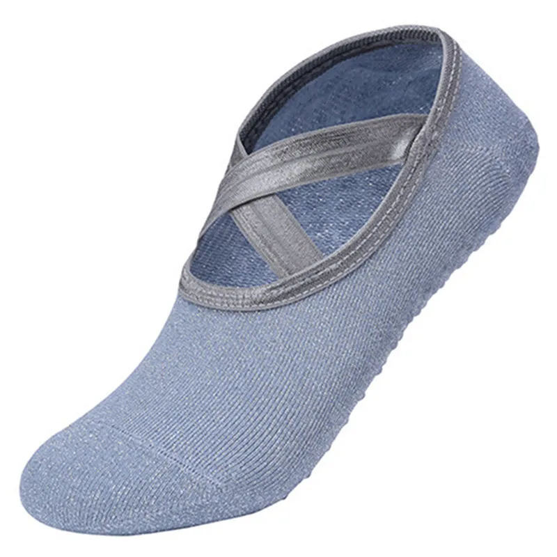 Серебристые шелковые носки для йоги женские профессиональные Нескользящие