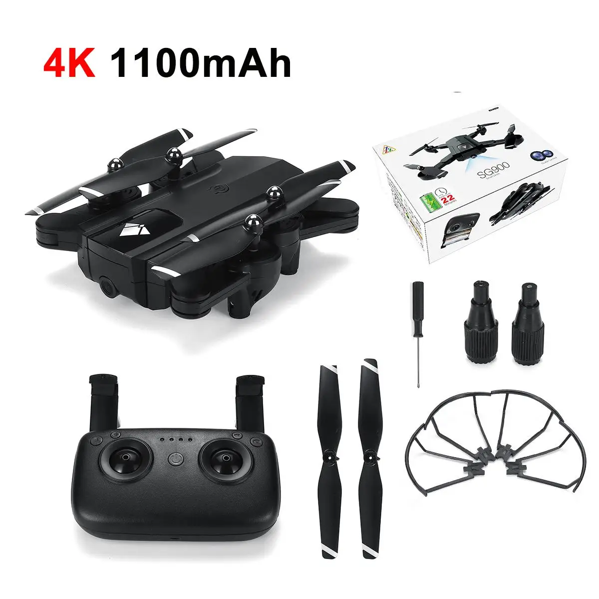 black 1100mAh box SG900 FPV камера Дрон 4K камера оптический поток селфи Дрон складной Wifi Квадрокоптер вертолет Дрон дроны профессиональный - Цвет: black 1100mAh box