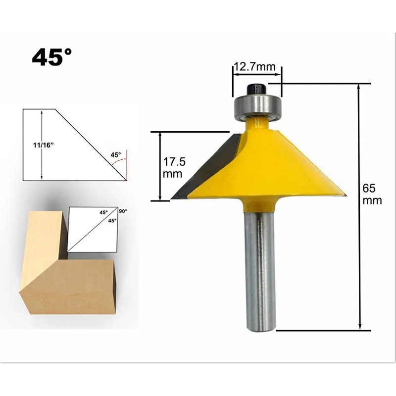 

1PC 1/4" 6.35MM Straight Bevel Edging Router Bit Tungsten Milling Cutters Woodworking cutter