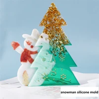 1pcs christmas tree snowman resin mold pendant casting mould diy crystal mold xmas tree silicone mold for new year home decor