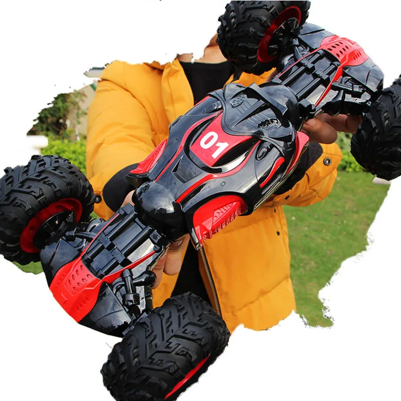Red 42.CM 1/12 RC 2,4G 4WD металлический пульт дистанционного управления внедорожником автомобильный двусторонний трюк четырехколесный привод скалолазание деформация автомобиль движущаяся детская игрушка - Цвет: Red