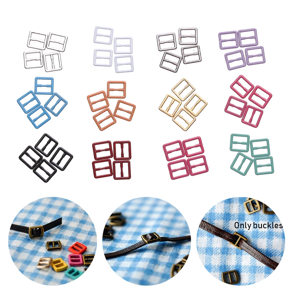 4 Pcs 12 Colors Tri-glide Buckle 7*8mm DIY Dolls Buckles Mini Ultra-small Belt Buttons Stuffed Toys Doll Bags Accessories | Игрушки и