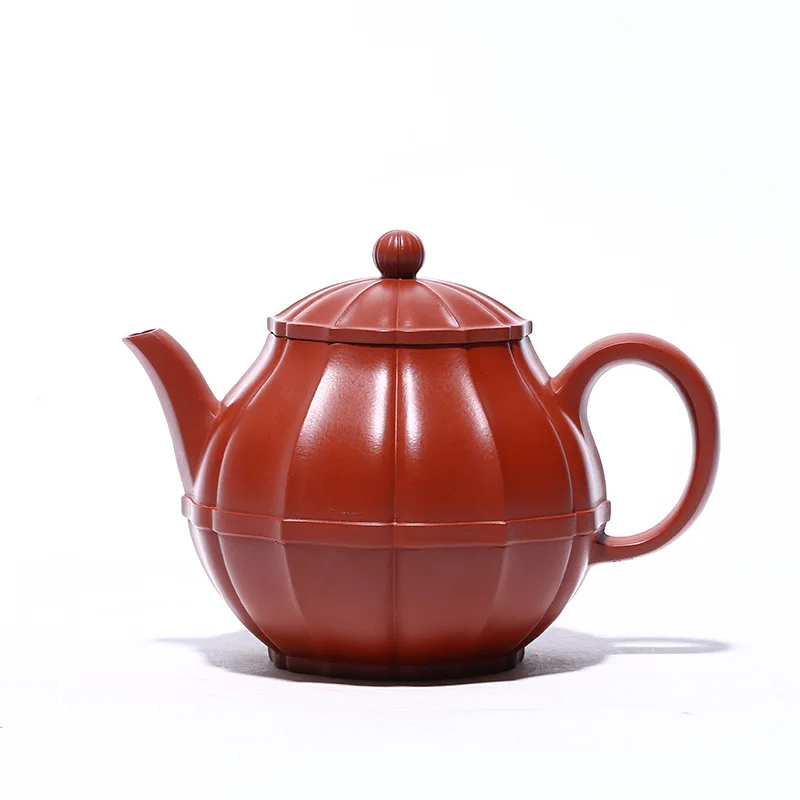 

Yixing purple clay teapot famous hand-made rib pattern palace lantern teapot raw material DahongpaoTea Set