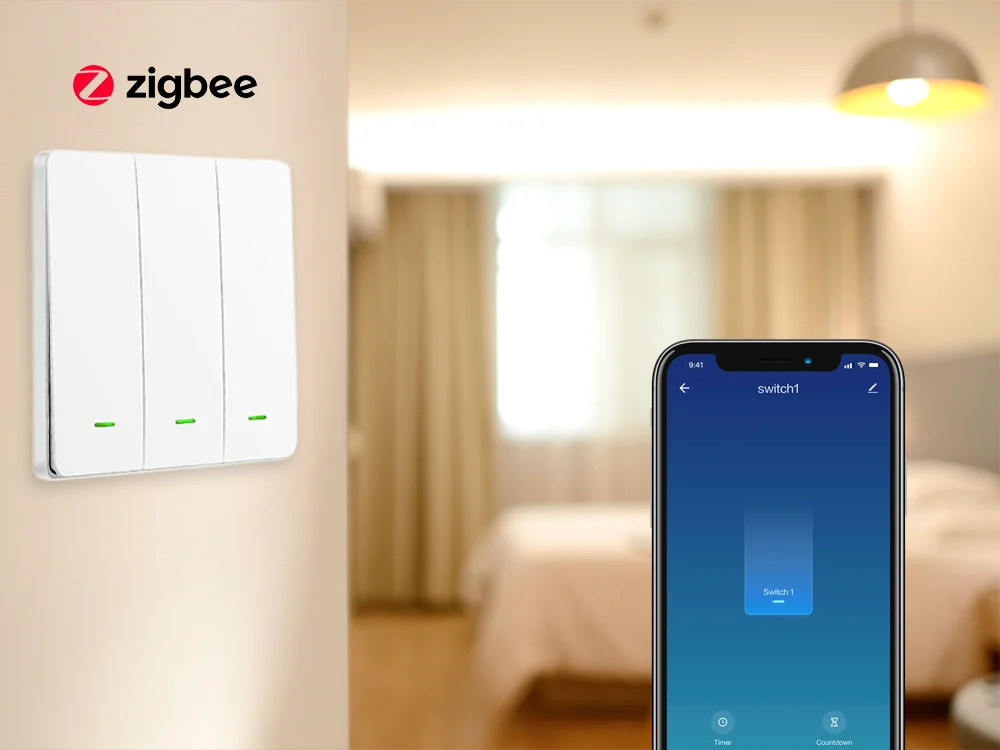 Zigbee без нейтральный кнопочный светильник выключатель Смарт настенный выключатель с одиночной линией противопожарная проводка 1/2/3 Tuya Беспроводной дистанционного Управление
