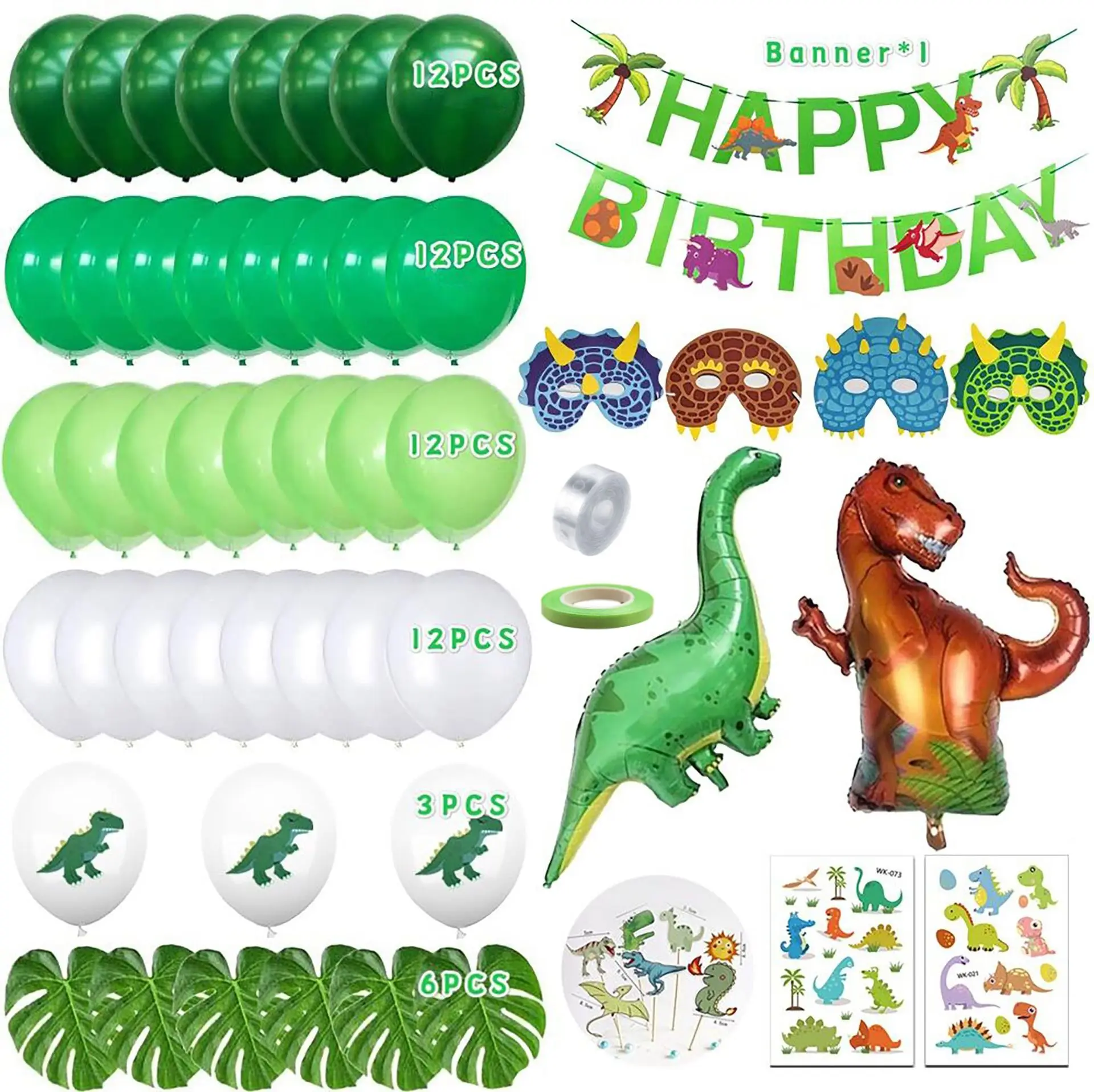 

69pcs Dino Party Supplies Decor Tableware Dinosaur Balloons Paper Straws Kids Boy Birthday Party Decor Jungle Party Banner