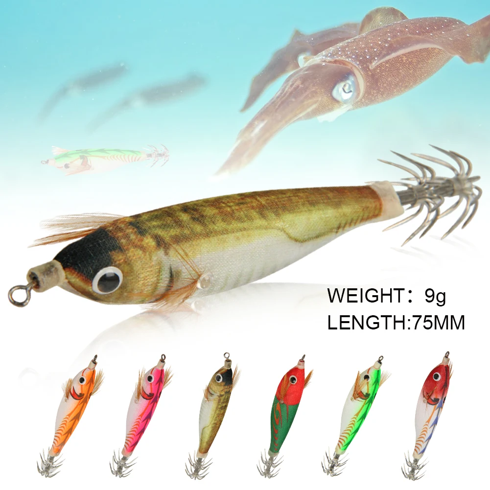 

75mm 9g Squid Jigs Fishing Lures Squid Hook Luminous Jigging Fishing Lures Octopus Bait Fishing Tackle Saltwater Fishing Bait
