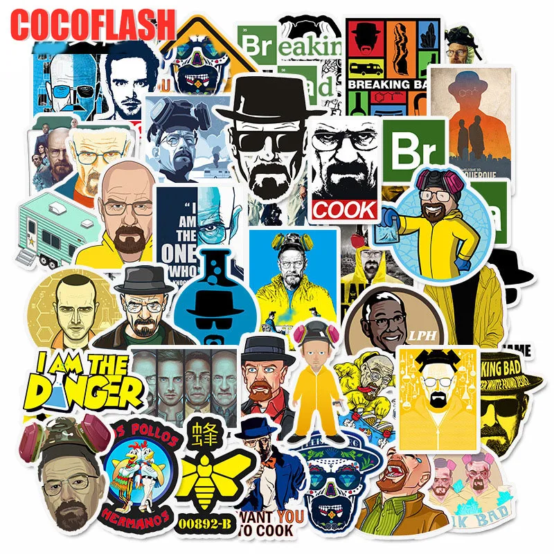 10/50Pcs/set Tv Show Breaking Bad Cartoon Waterproof PVC Stickers For Guitar DIY Bicycle Car Skateboard Snowboard Laptop Luggage