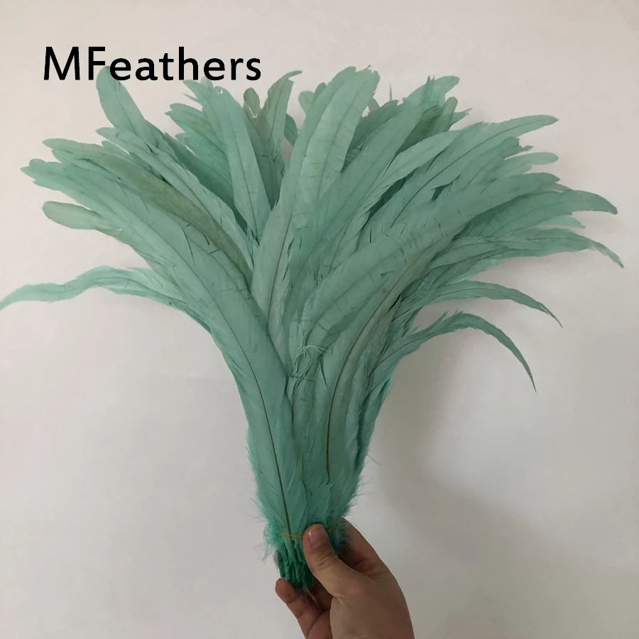 

Mint Green Dyed Pheasant Chicken Feathers 25-30cm 10-12" Natural Real Rooster Feather Plumes For Carnival Christmas Decorations