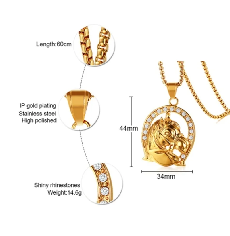 Ожерелье в стиле хип-хоп с инкрустацией из нержавеющей стали | Украшения и