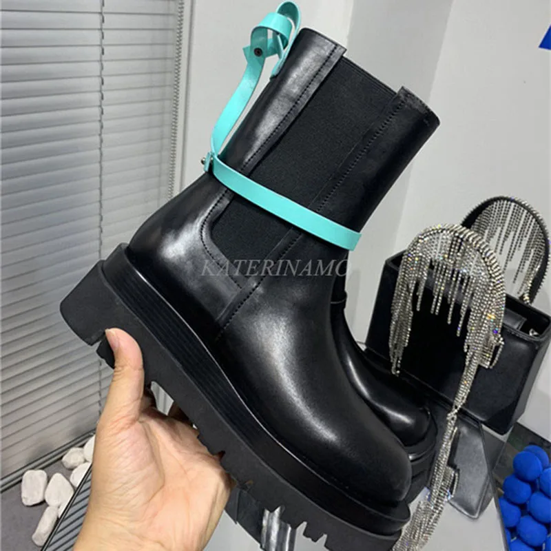 

Luxury Brand Real Leather Chelsea Boots Women High Quality Round Toe Patchwork Casual New Ladies Ankle Boots Shoes 2021 Hot Sale
