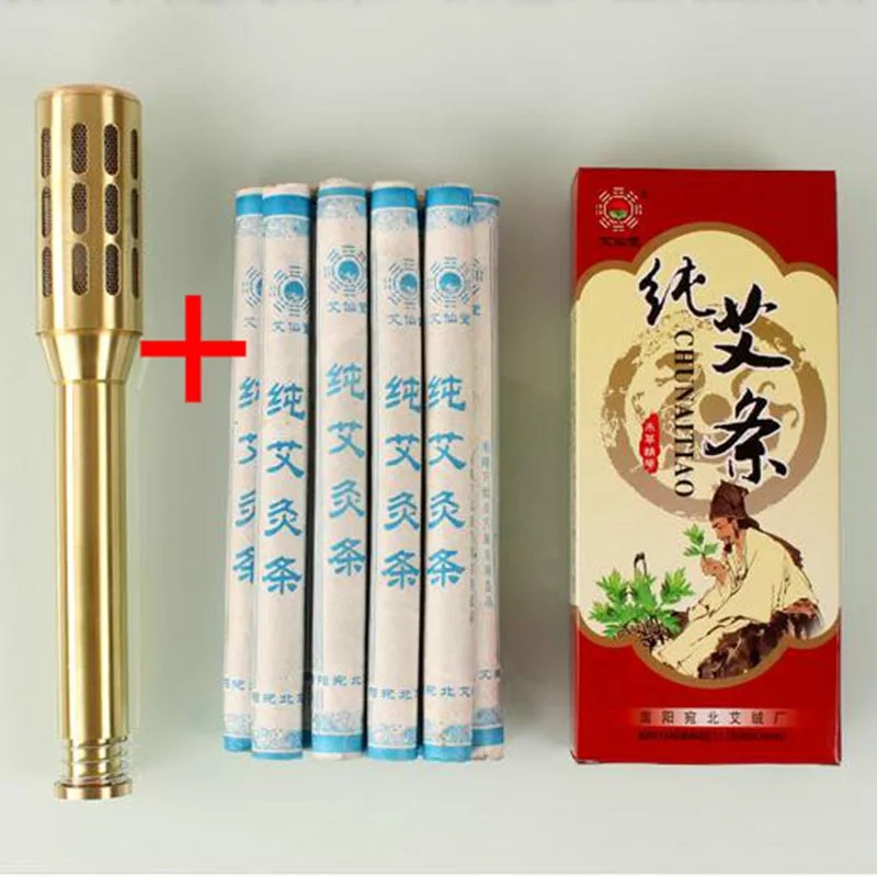 12 в 1 медные стержни Moxa палочка для прижигания коробка устройство Moxibustion Ai Колонка